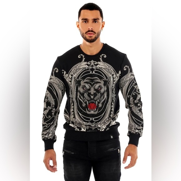 GEORGE V PARIS  Men's White and Black Panther Sweater - Picture 12 of 12